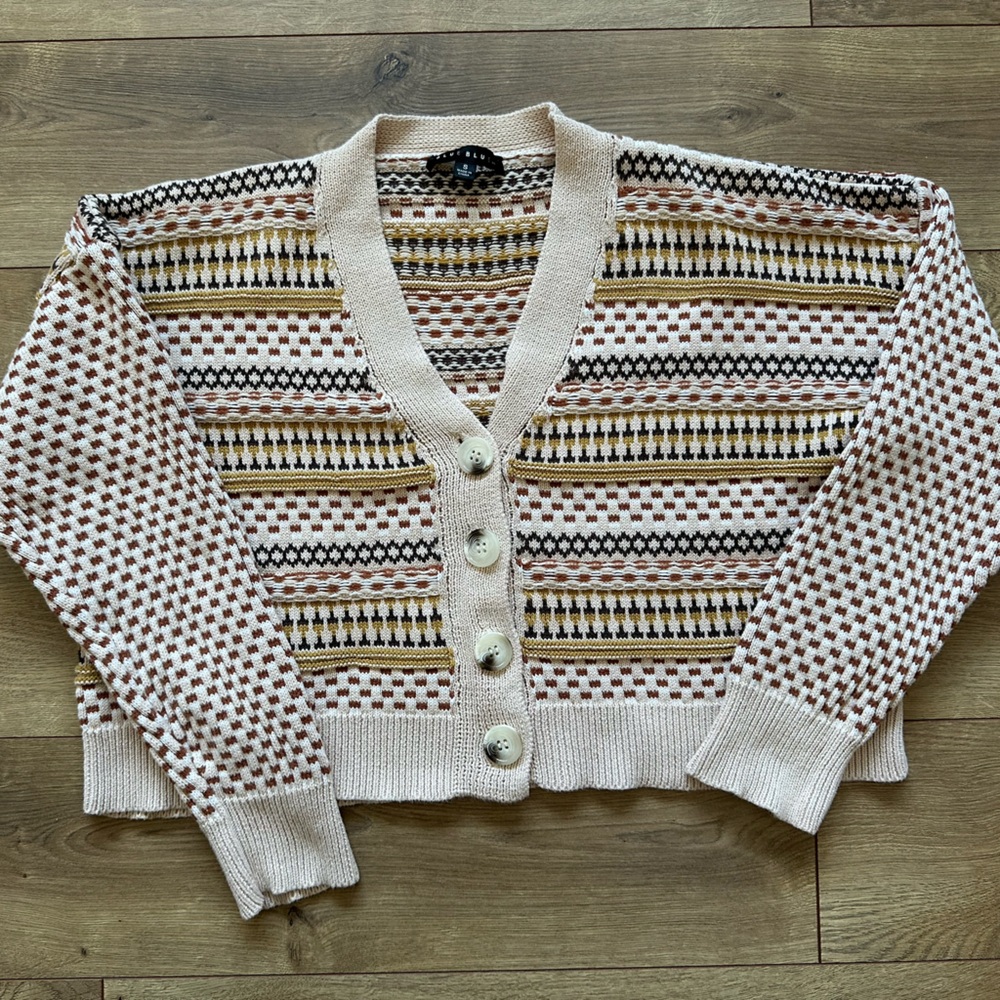 Blue Blush Fair Isle Cardigan | Boho Western | Size Small